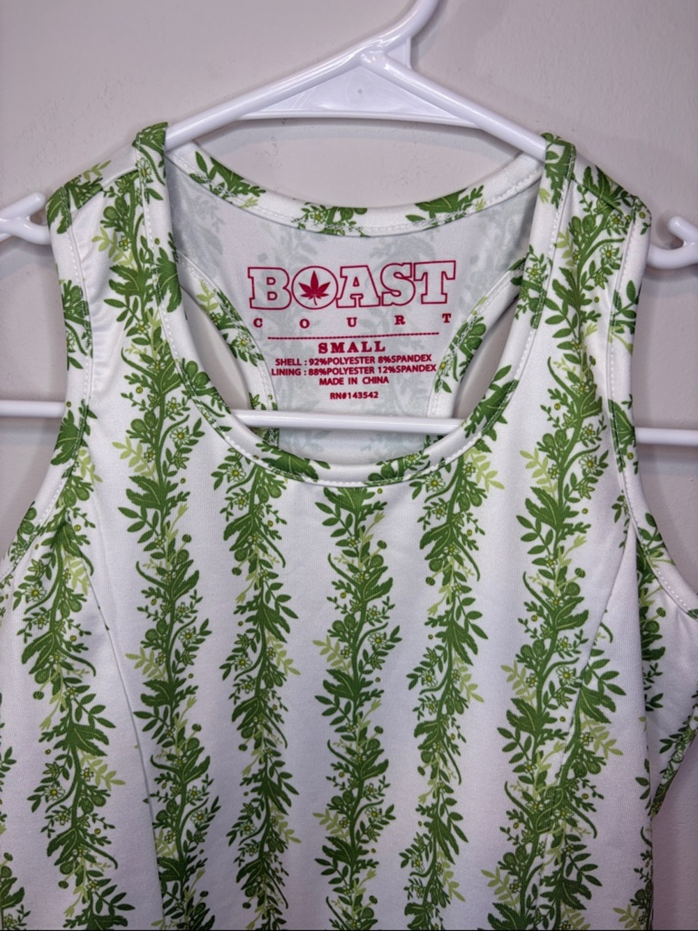 Boast Court Green Vine Flora P Print Peplum Racerback 420 Preppy Tennis Tank